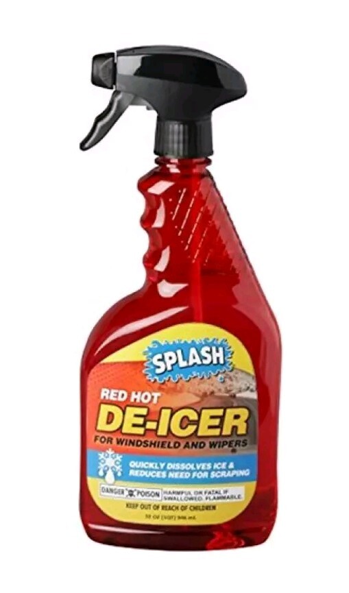SPLASH Red Hot De-icer Windshield Trigger Spray 32 Ounces, New. Melts Ice Safely