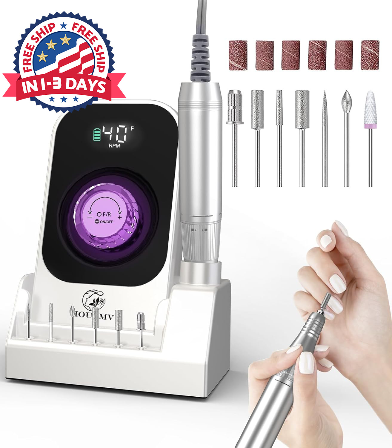 Taladro De Uñas Electrico Inalambrico Profesional 40000 RPM Pulidor Para Lima US