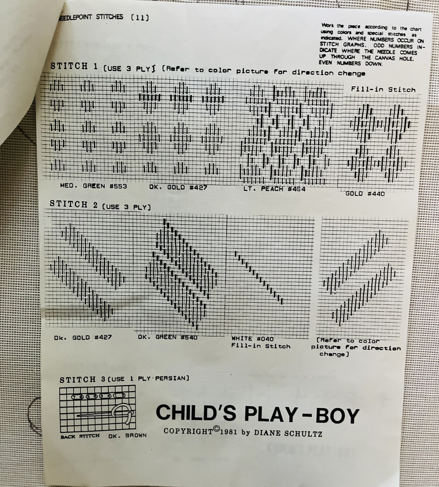 Diane M Schultz Needlepoint Canvas “Child’s Play”