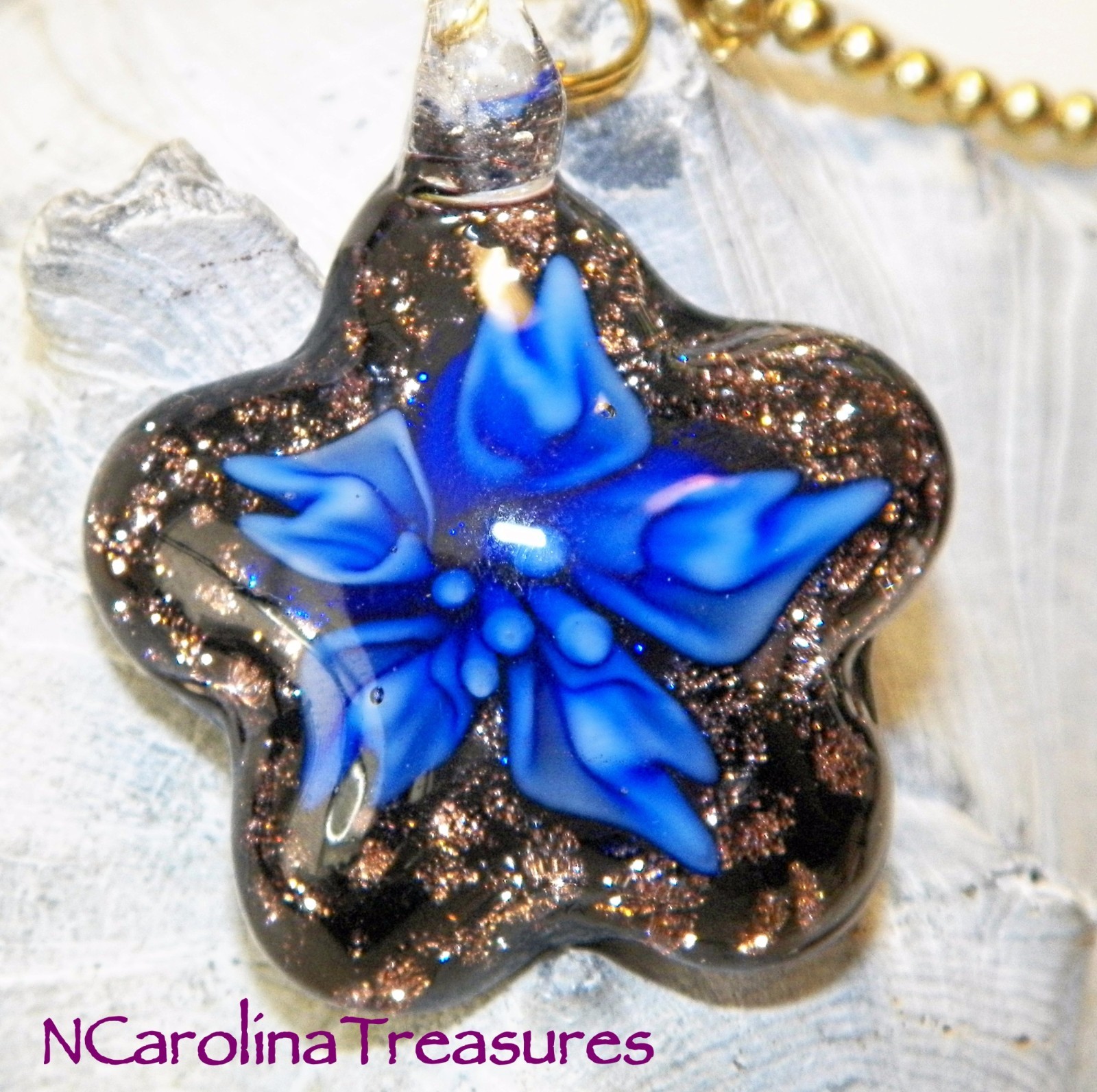 GLASS CEILING FAN CHAIN SWITCH PULL BLACK GLITTER BLUE FLORAL STAR LARGE PAIR