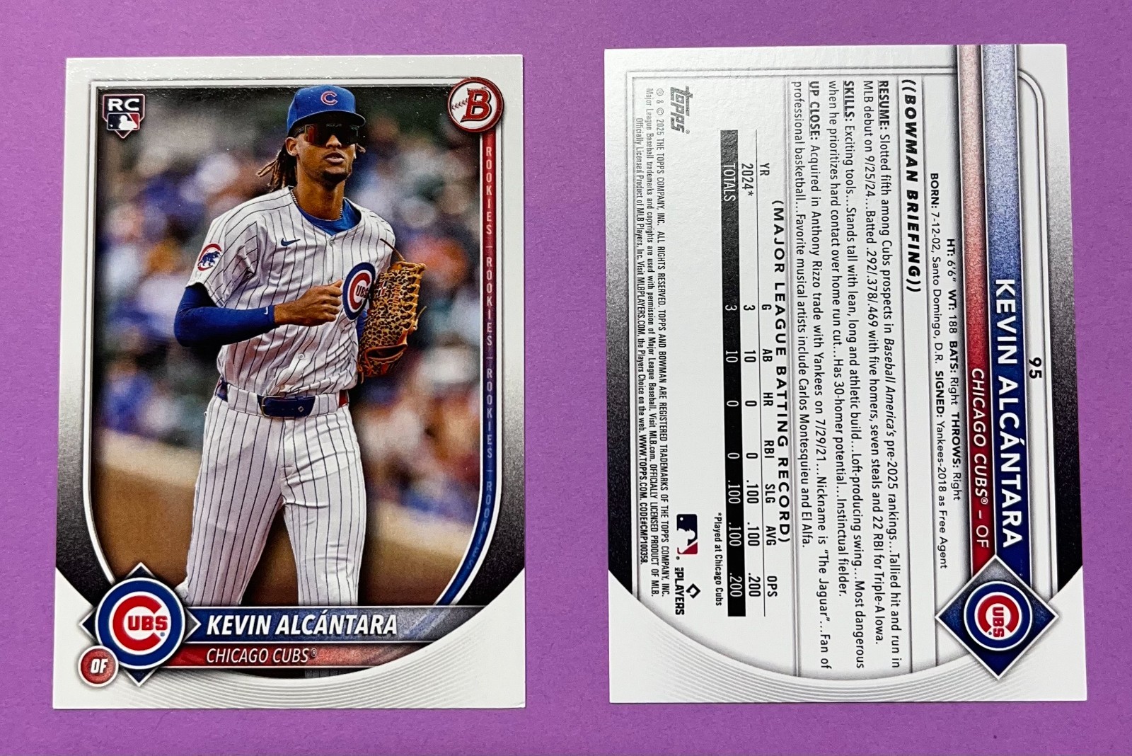 100 card lot of 2025 Bowman #95 Kevin Alcantara RC Rookie - 2 lots available