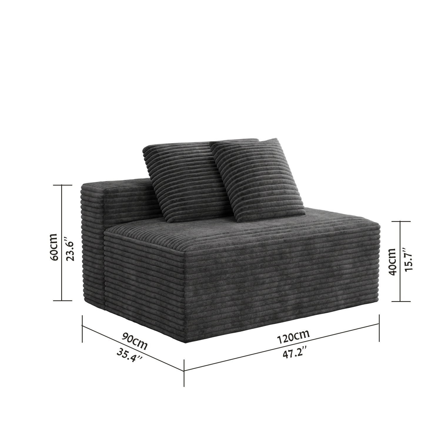Small Space 2 Seater Corduroy Couch No Assembly High-Density Foam Floor Sofa
