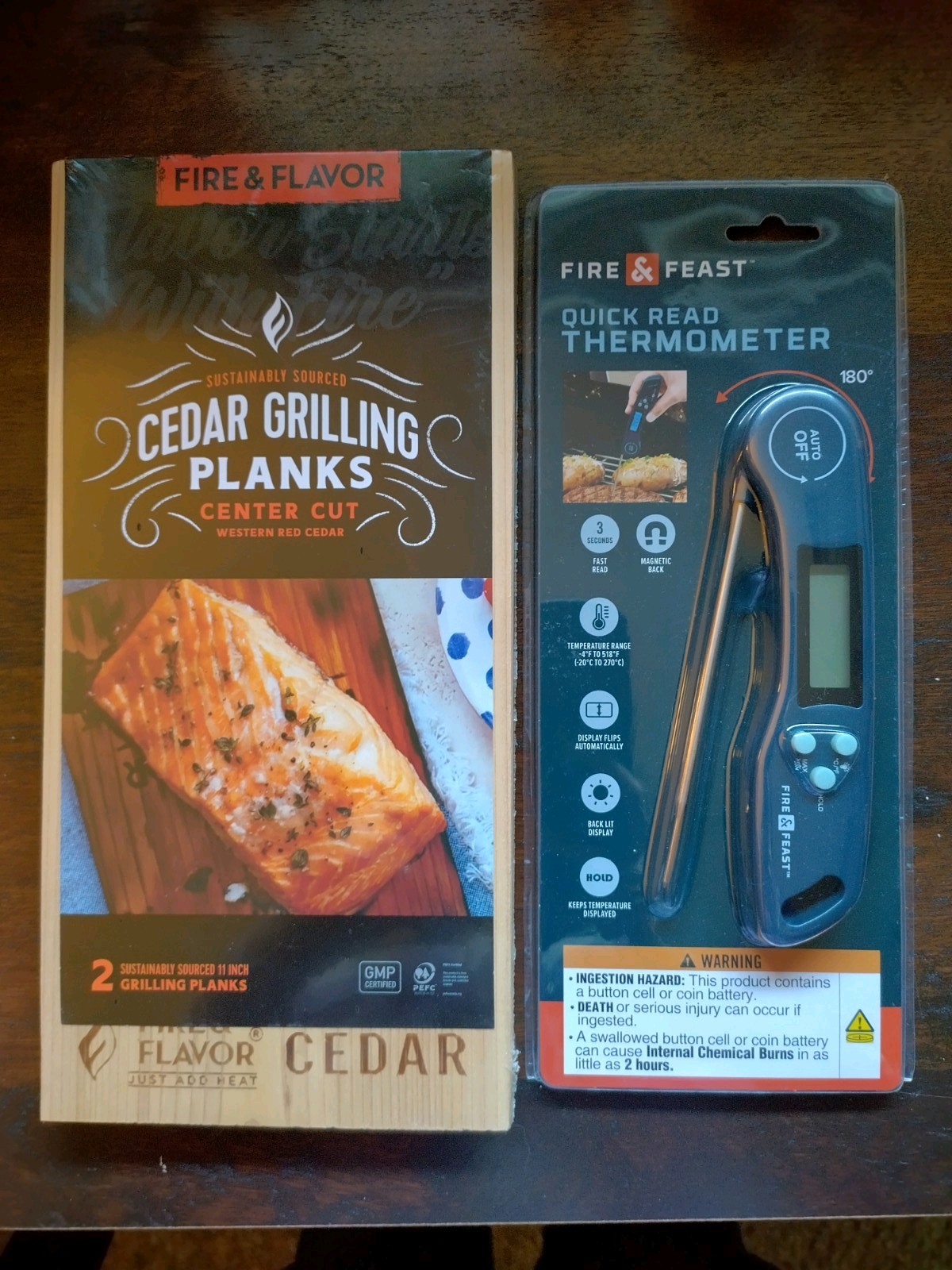 Cedar Grilling Planks (2-pk) & (1) Quik Read Meat Thermometer -- New