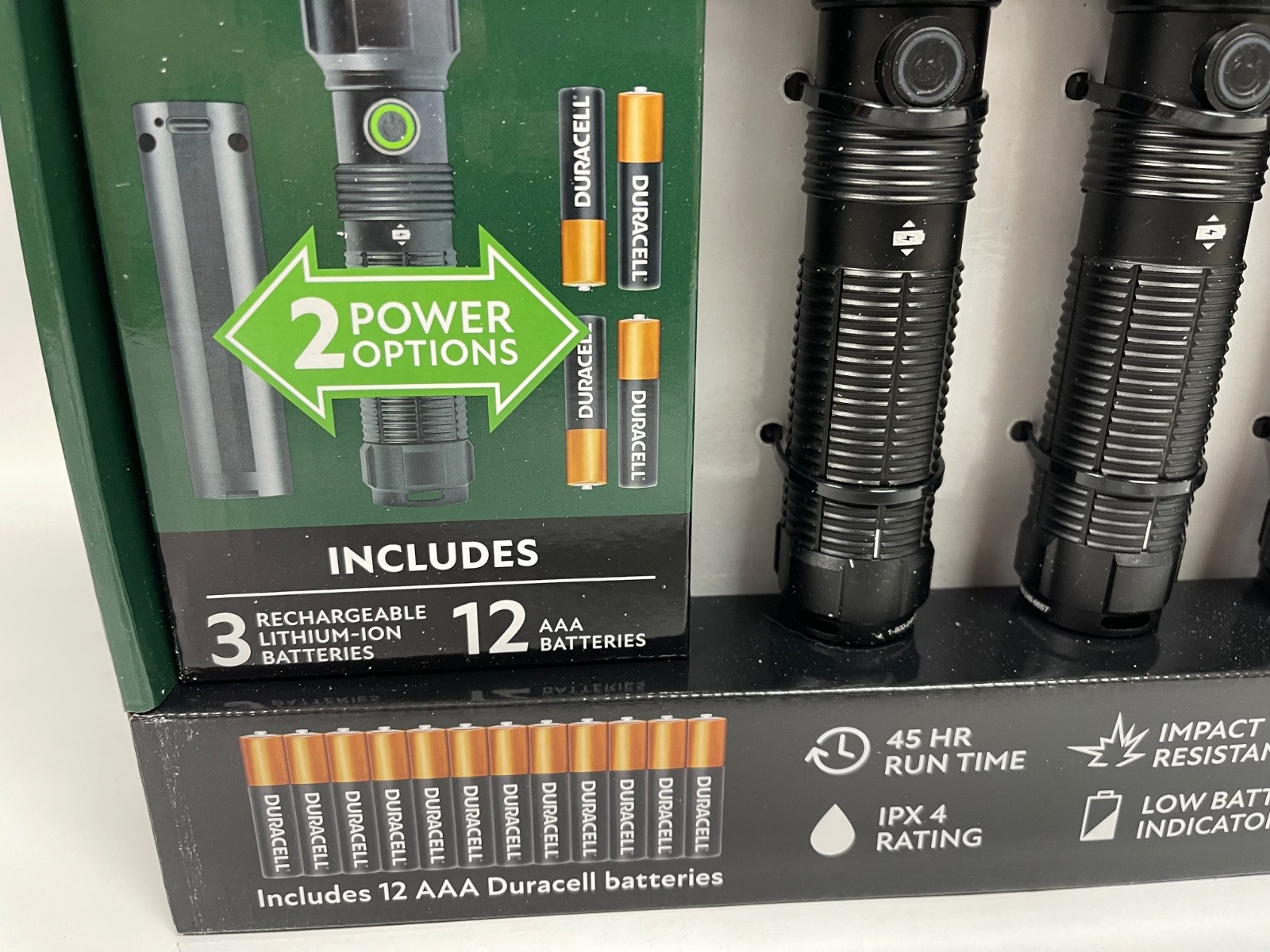 3 Pack Member’s Mark 1700 Lumen Dual Power LED Flashlight Set Rechargeable & AAA