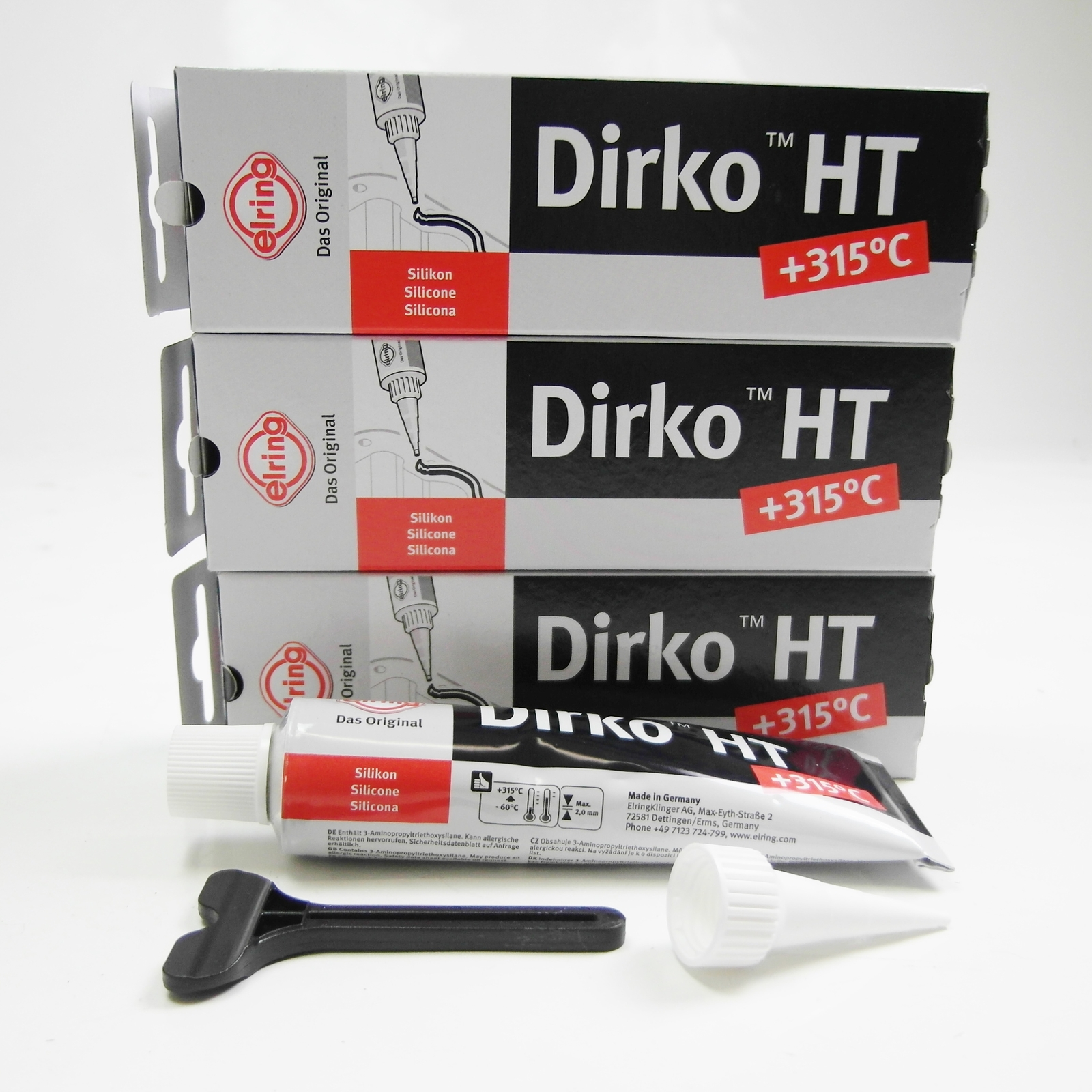 3x Sealant DIRKO BLACK 70ml 006.553 Elring from -60°C to +315°C Silicone