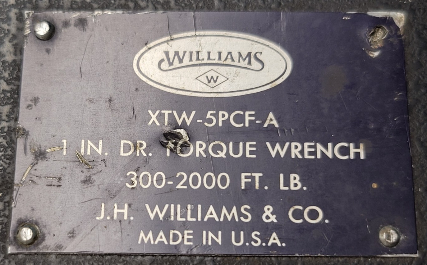 Williams XTW-5PCF-A 1" Torque Wrench 300-2000 FT LB