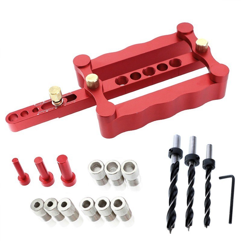 Self-Centering Dowel Jig for Woodworking, Adjustable 17–60mm Clamp Range