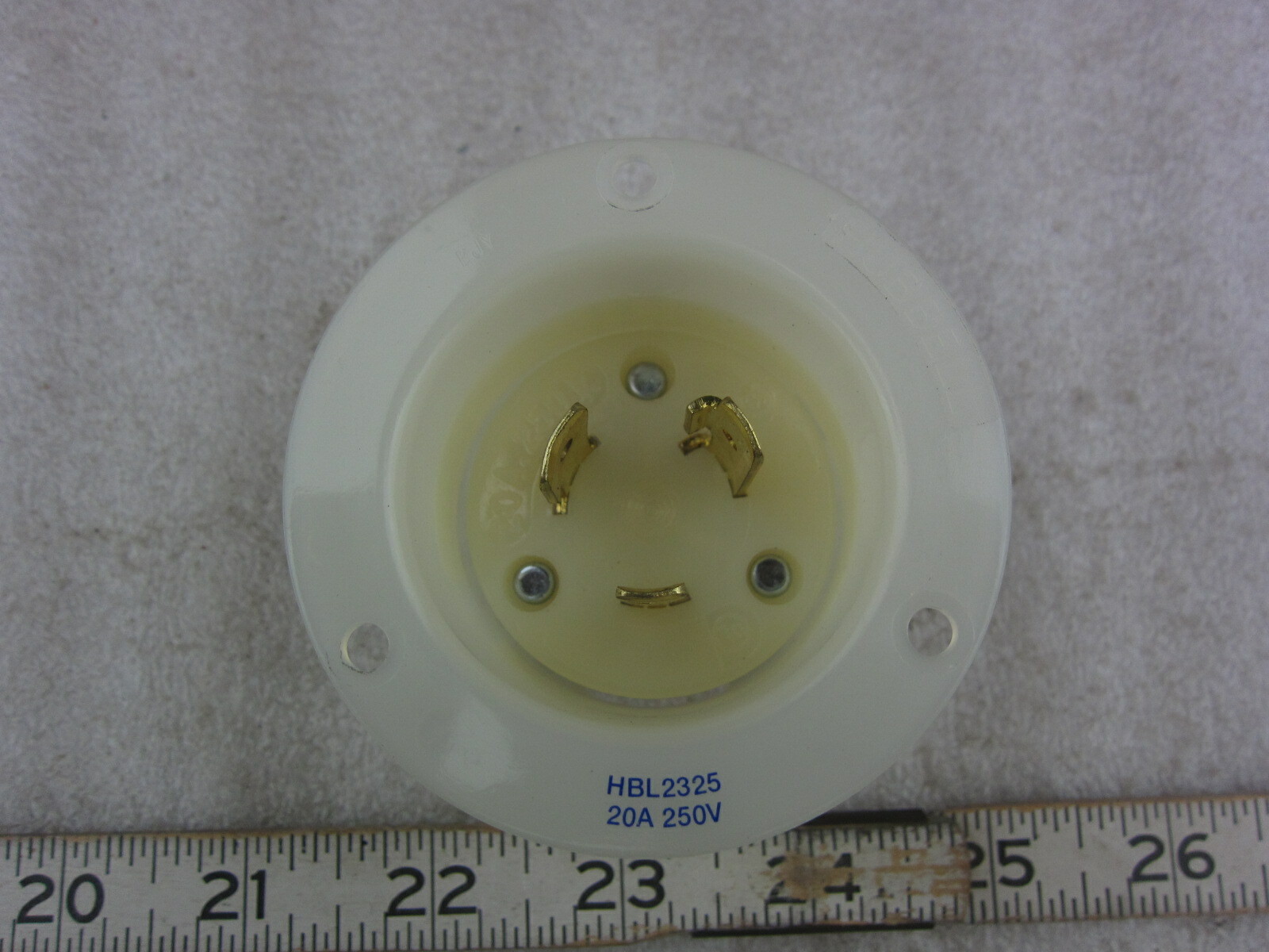 Hubbell HBL 2325 20A 250V Twist-Lock Flanged Inlet L6-20P, New