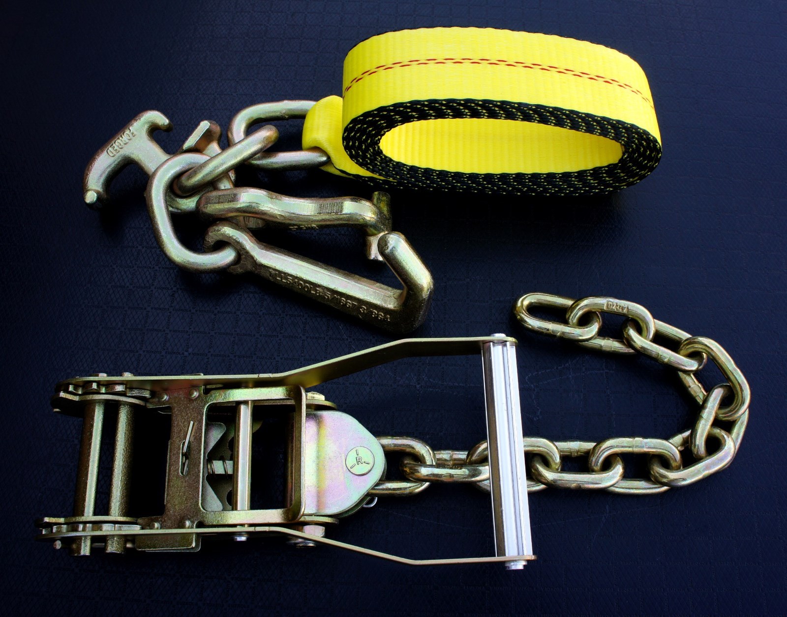 Chain Ratchet & RTJ Strap for Car Hauler Wrecker Roll Back Towing Flatbed Truck