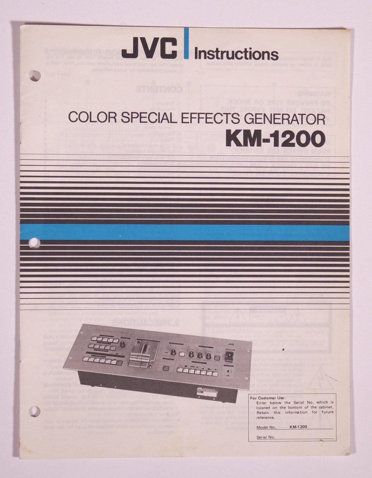 JVC KM-1200 Color Special Effects Generator Instruction Manual
