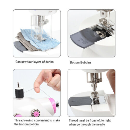 Portable Electric Mini Sewing Machine Beginners 2 Speed DIY Embroidery Machine