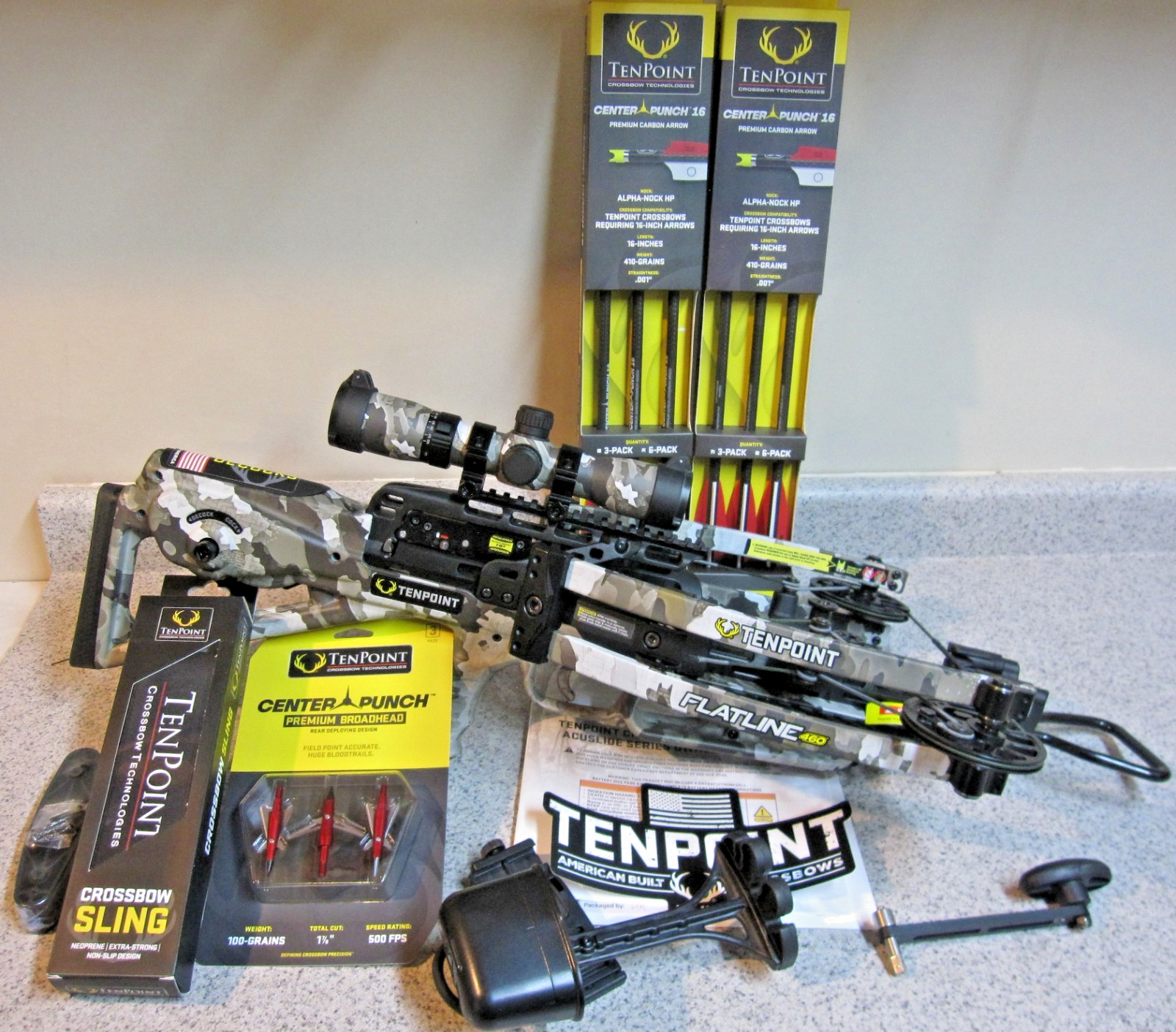 TenPoint Flatline 460R Crossbow Package w/Illuminated Scope- NEW