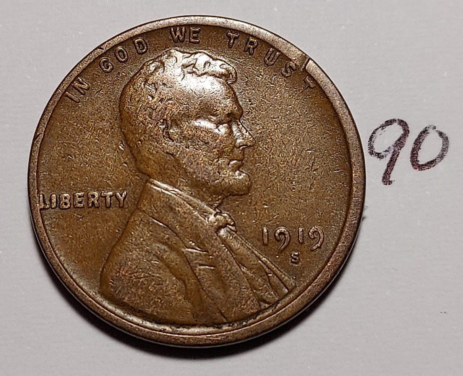 1919-S Lincoln Wheat Cent #90