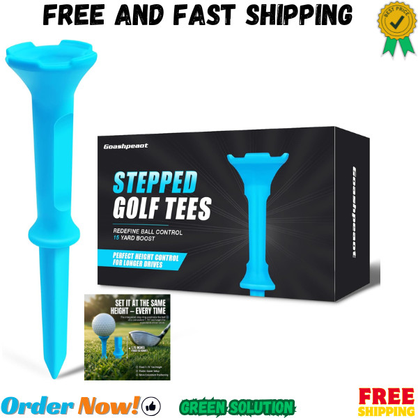 Stepped Golf Tees, 110 Count Plastic Golf Tees, Fixed Tee Height Golf Tees with
