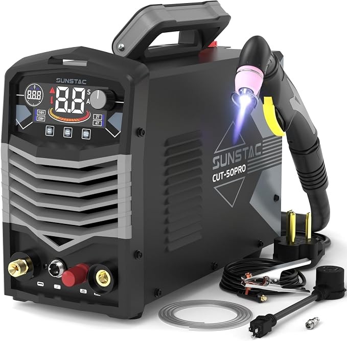 Sunstac 50A Plasma Cutter 110V 220V Dual Voltage Non Touch Pilot Arc LCD IGBT