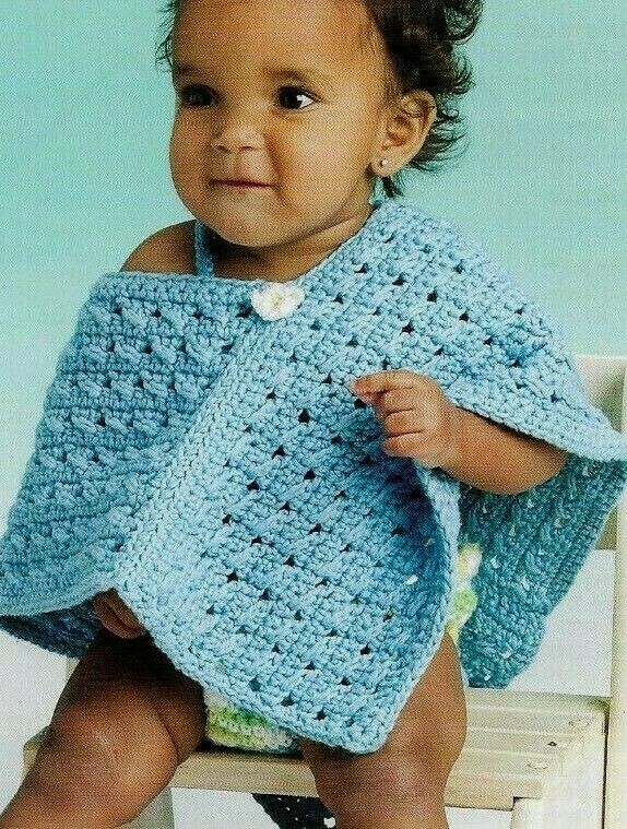 BEACH BABY ENSEMBLE BIKINI & PONCHO 3 SIZES CROCHET PATTERN INSTRUCTIONS
