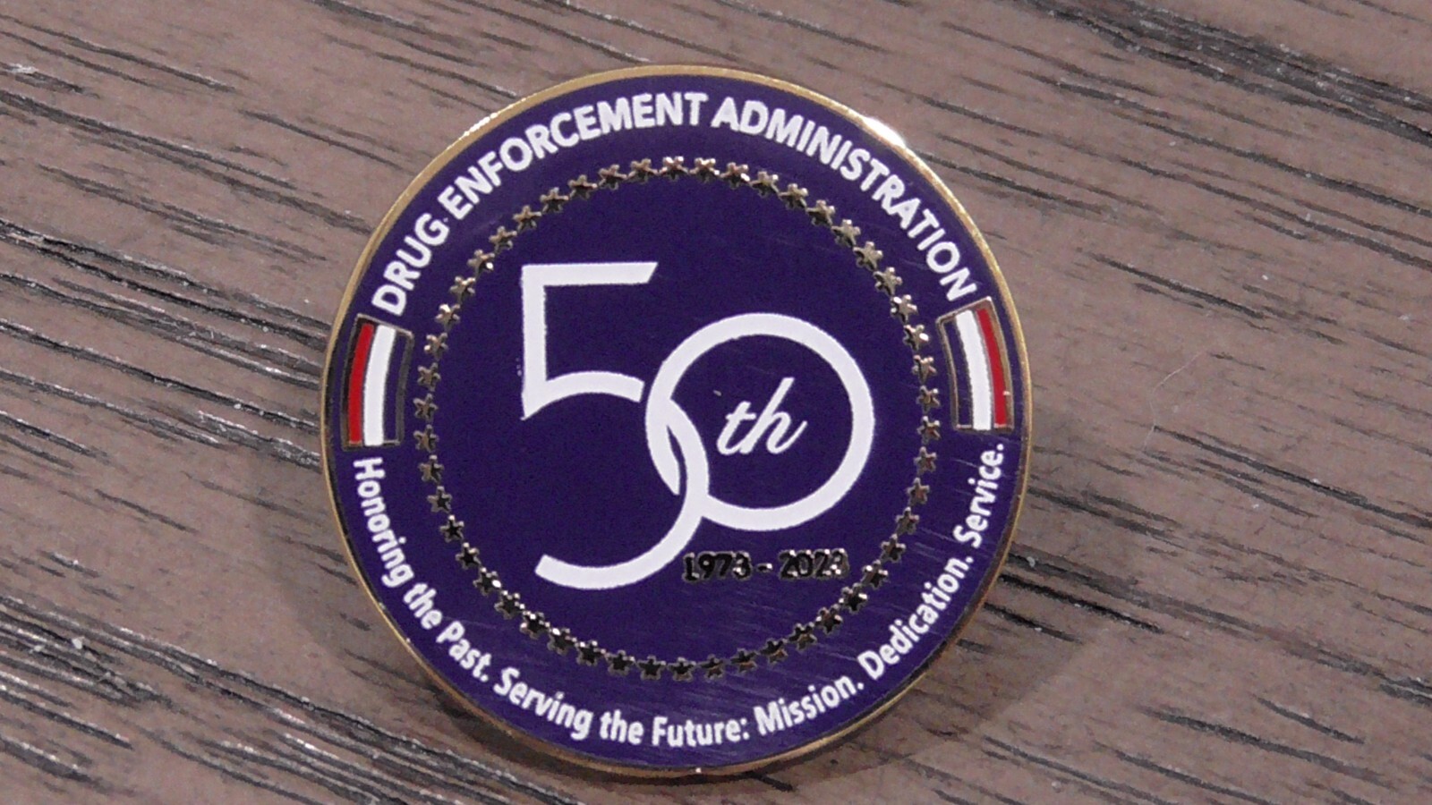 DEA Drug Enforcement Administration 50th Anniversary 1973 - 2023 Rnd Lapel Pin