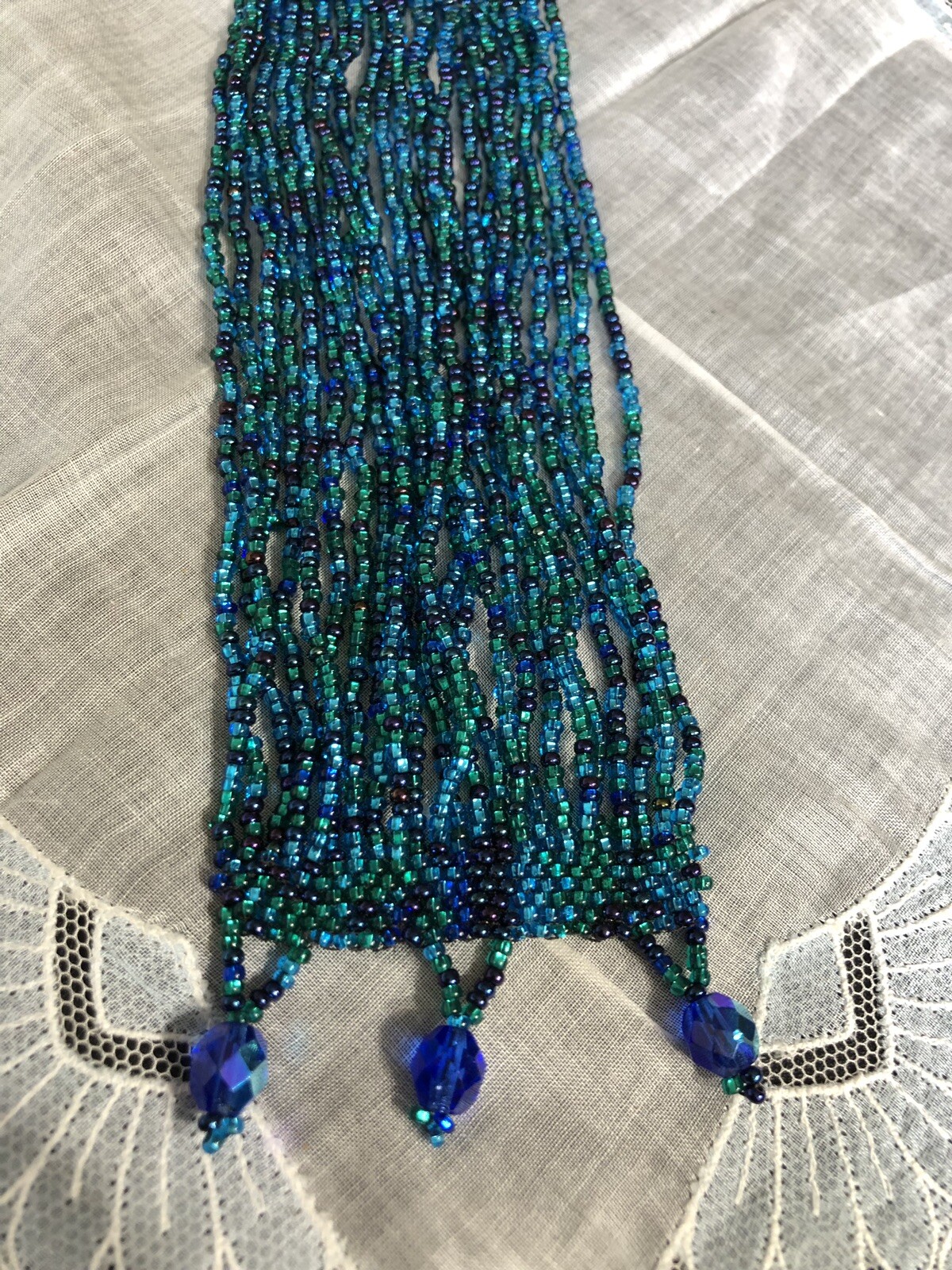 Blue Micro Beaded Bracelet Hand Crafted Jewelry YE-5