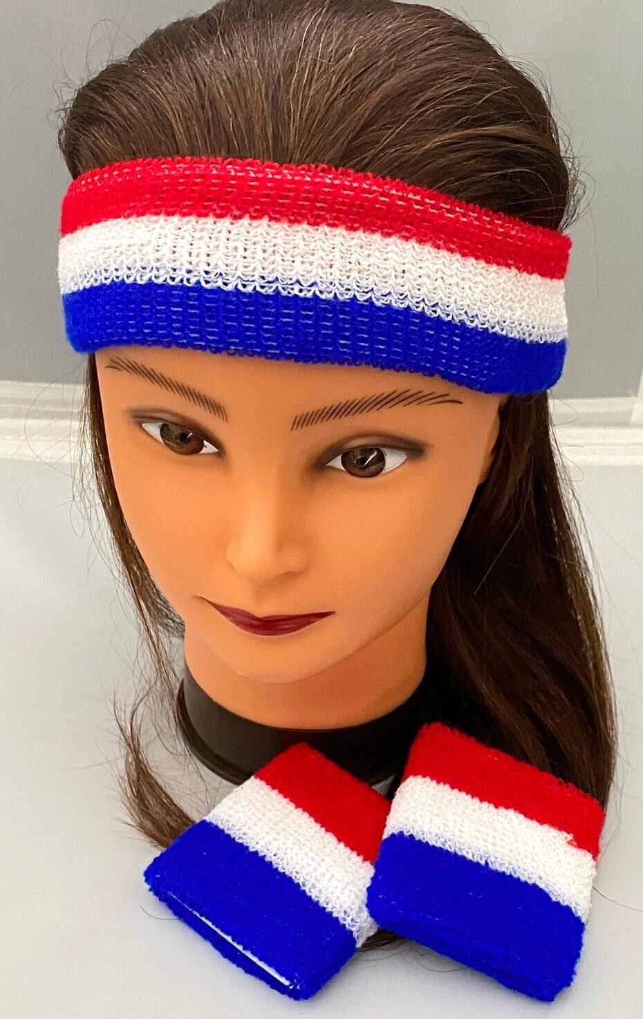 3 PCS PATRIOTIC  COTTON TERRY CLOTH HEADBAND & 2 WRISTBANDS FREE USA SHIPPING