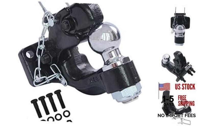 8-Ton Pintle Hitch Receiver with Hook - 16,000 lbs 2" Ball - Combination