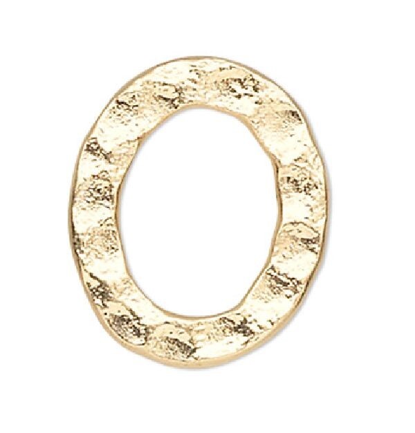 12 Gold Plated Steel 12x10mm Double Sided Hammered Oval Links