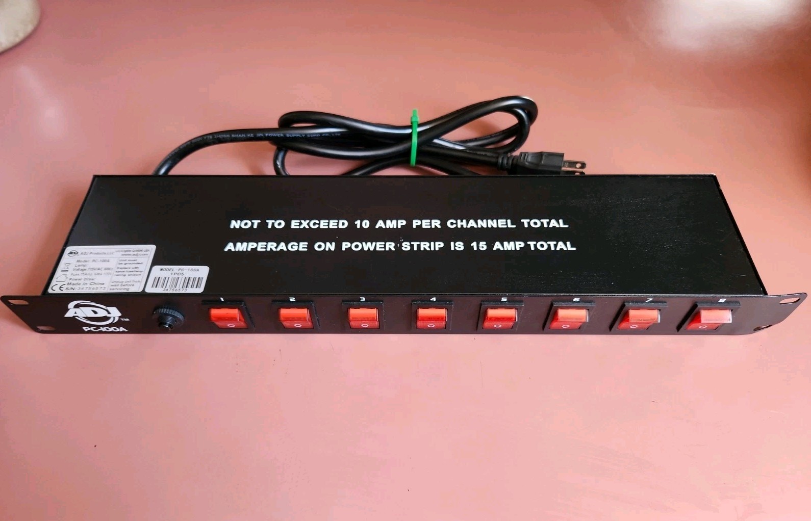 ADJ PC-100A 8-switch Rackmount Power Center American DJ