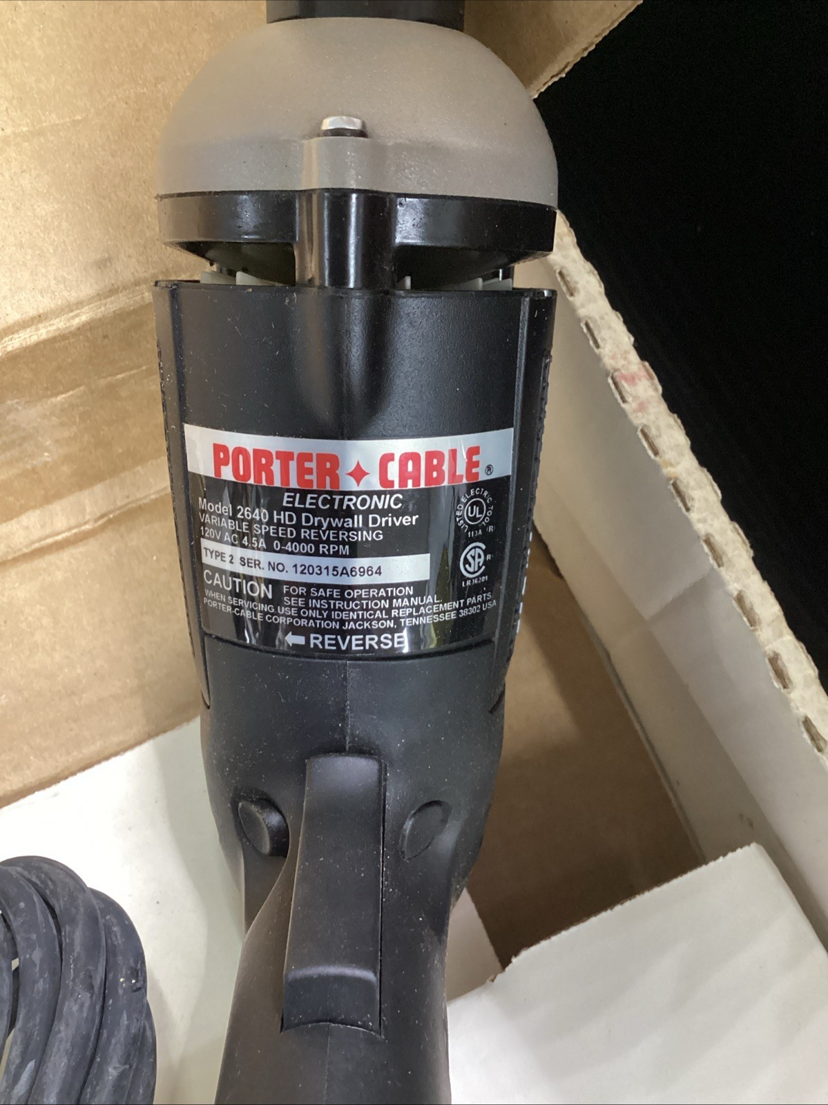 Porter Cable HD 4.5 Amp Drywall Driver Model 2640 NEW