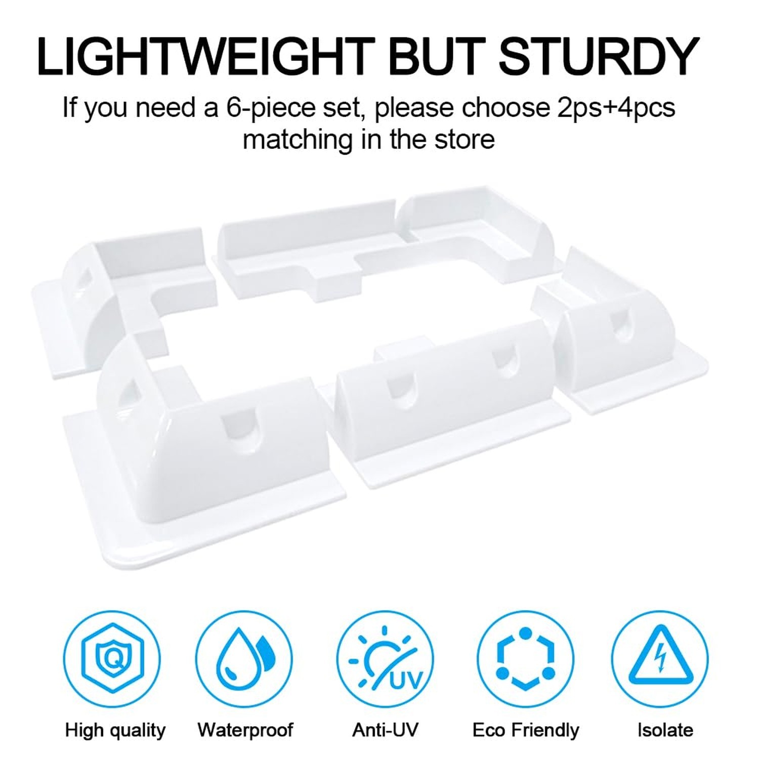 2-Pack White PC No-Drill Solar Panel Corner Mounting Brackets, RV Boat Van Ro...