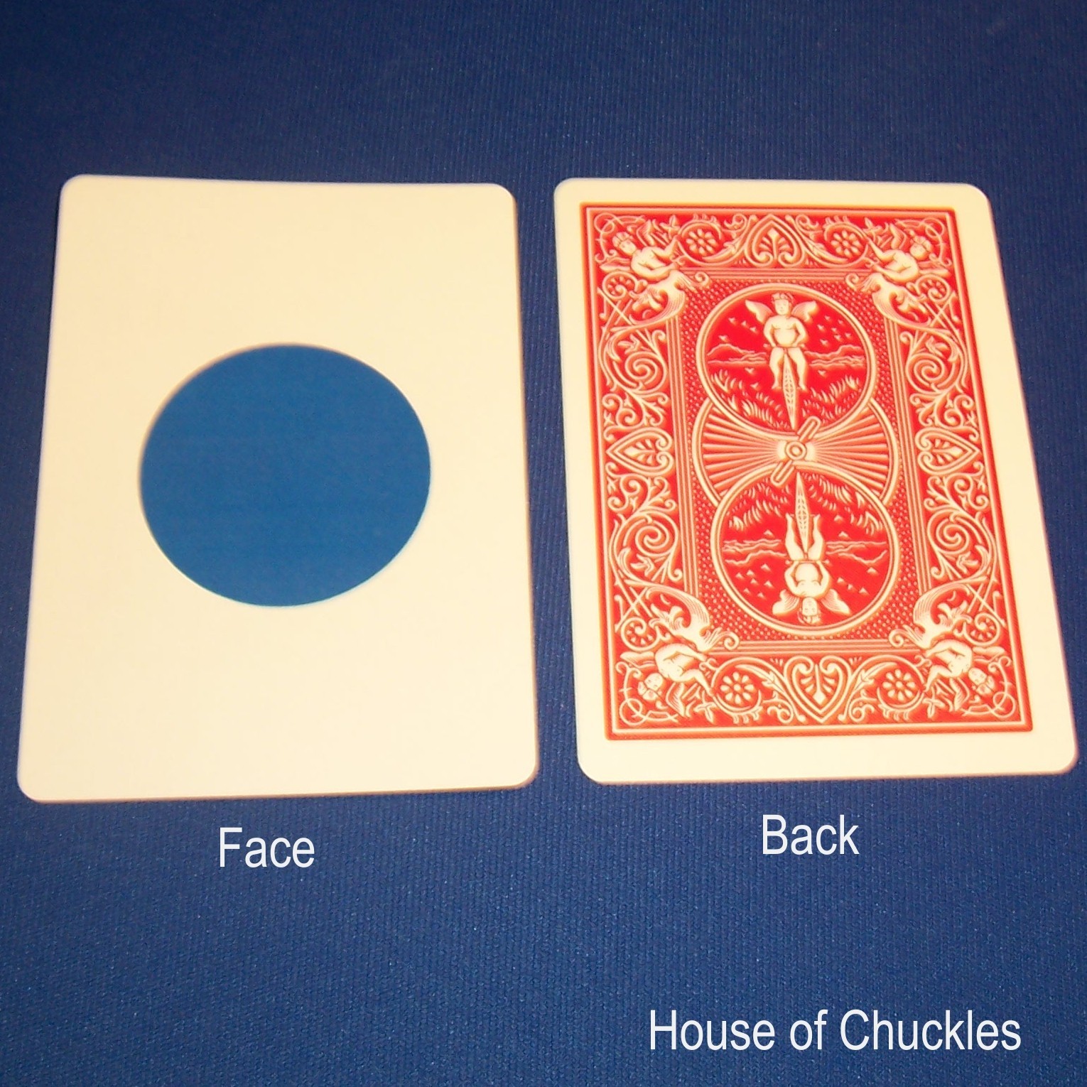 Large Blue Dot, Bicycle Custom Printed Gaff Card, Red