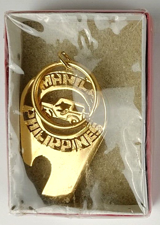 Philippines Manila Key Fob Bottle Opener Gold Color Off Road Tour Vintage I680