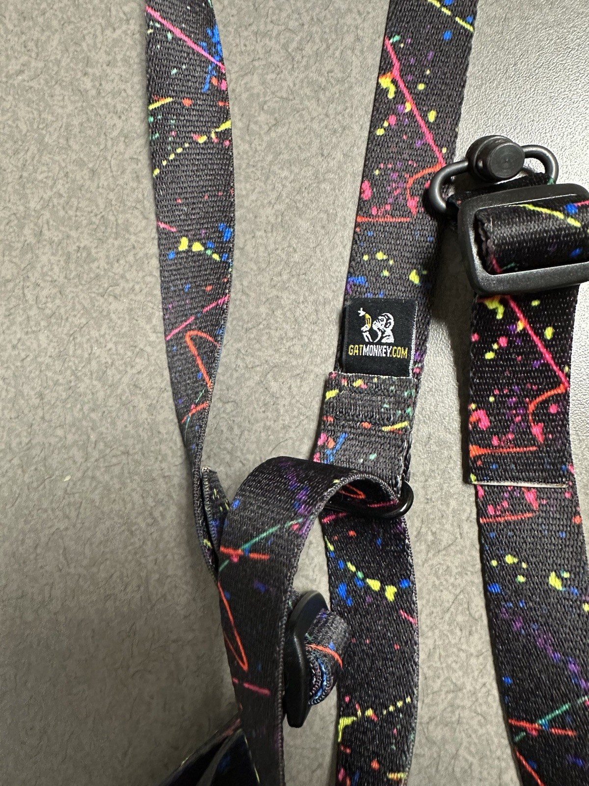 Gat Monkey Tactical Sling Nylon Black Multicolor Splatter Swivel Rifle