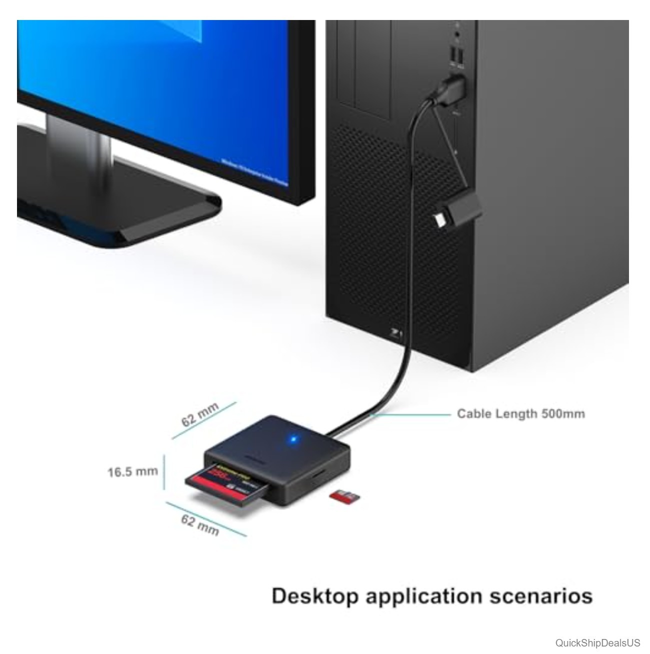 Memory Card Reader 4-in-1 USB 3.0 & USB-C Adapter for SD, Micro SD, MS, CF Cards