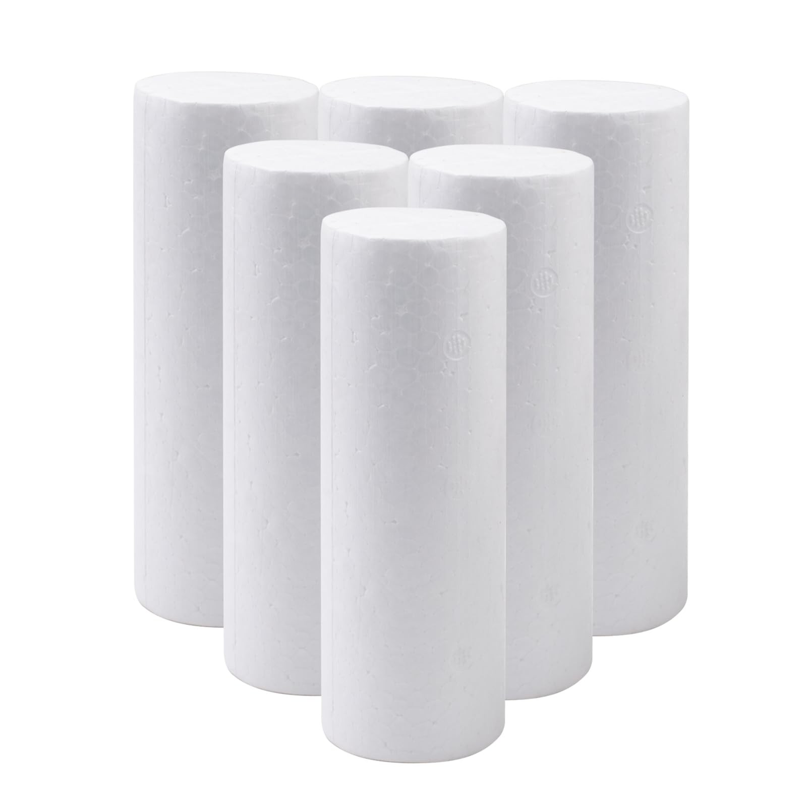 6 PCS Foam Cylinder for Crafts, 2 x 5.9 Inch White Solid Foam Rod for Modelin...