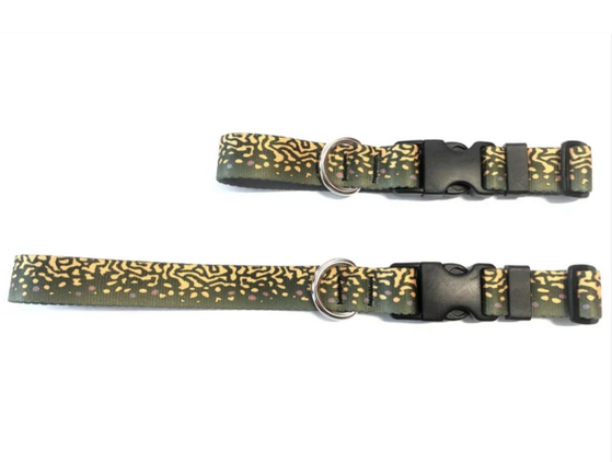 BROOK TROUT PATTERN RepYourWater DOG COLLARS LEASHES AWESOME!! NEW!!