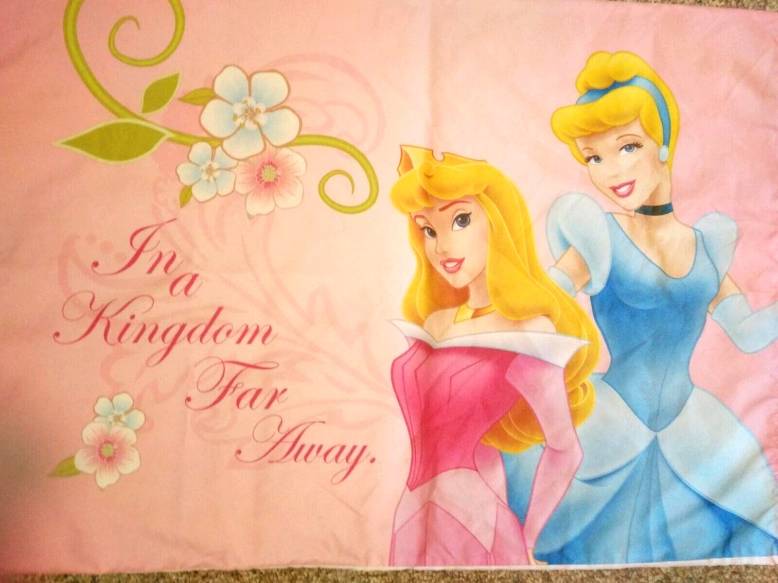 DISNEY PRINCESSES Once Upon A Time AURORA CINDERELLA Standard Pillow Case