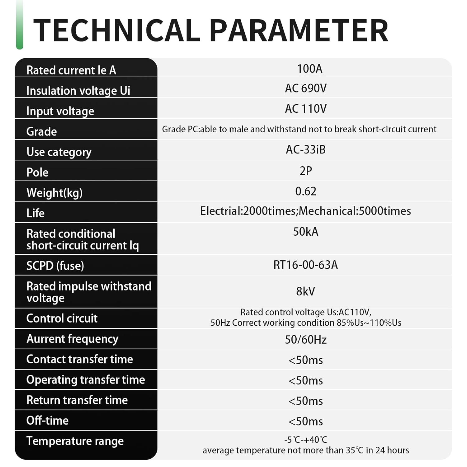 100A AC 110V Automatic/Manual Transfer Switch - Fast Power Changeover Solution
