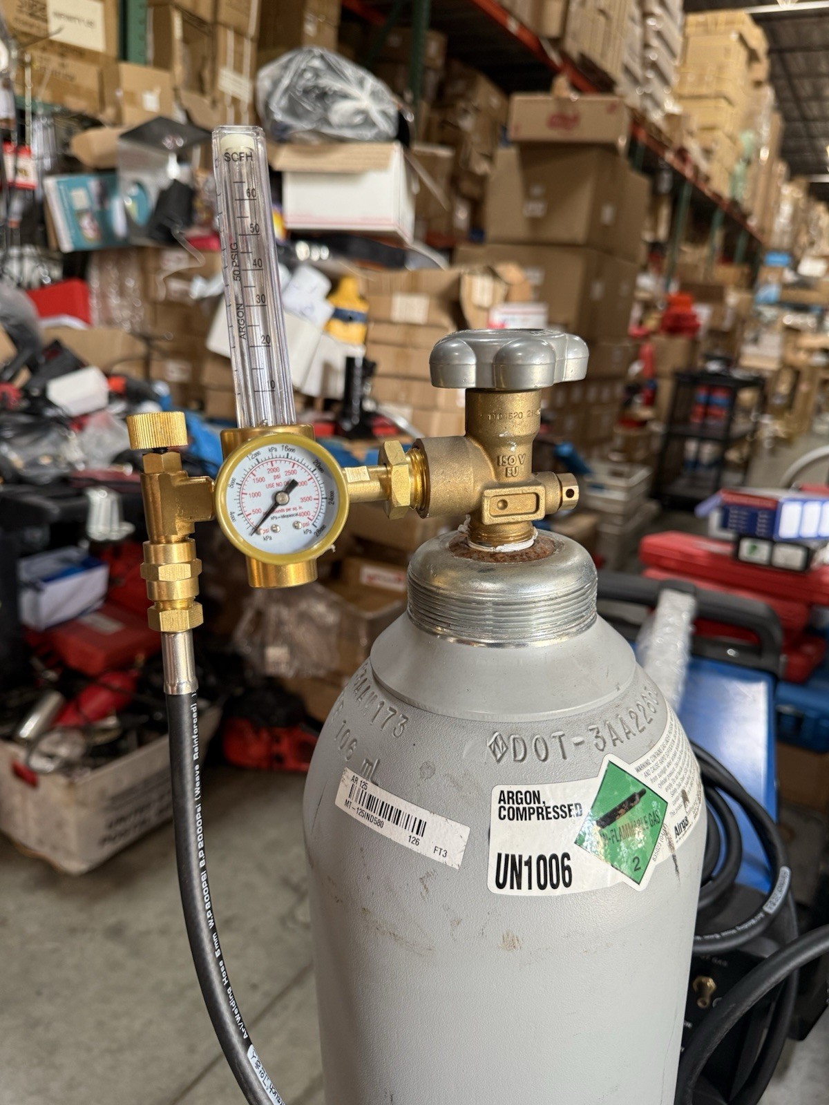 CO2 Argon Flow Meter Gas Regulator Gauge & 10’ Welding Gas Hose CGA 580 Mig Tig