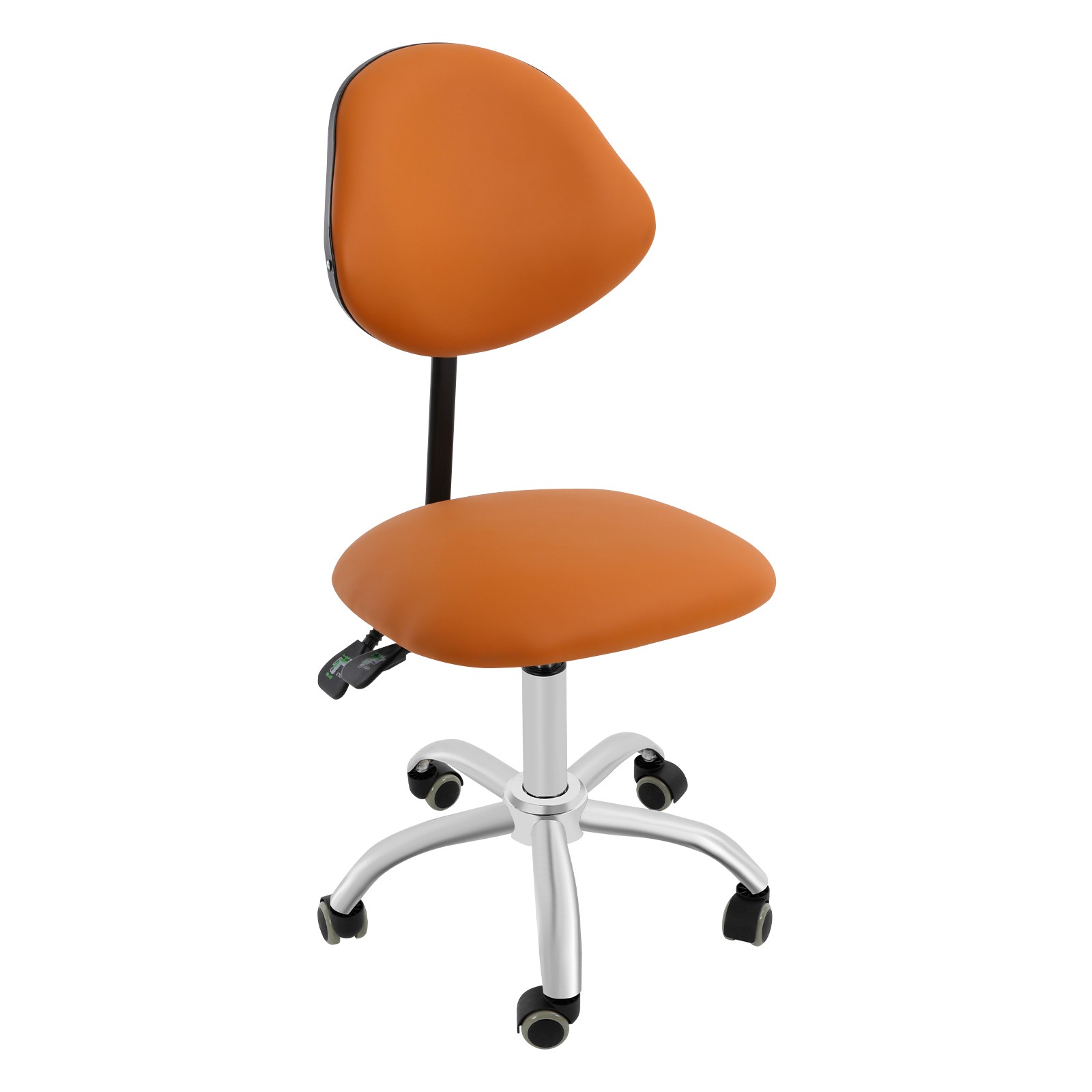 Adjustable Saddle Swivel Chair Ergonomic Rolling Stool w/ Backrest for Office