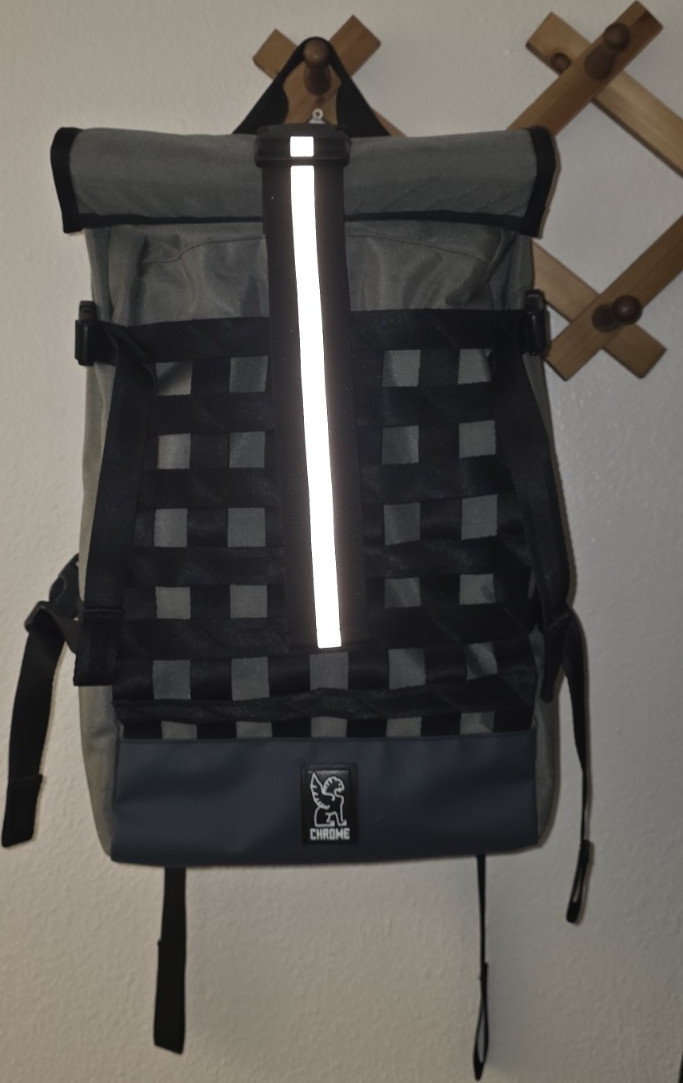 Chrome Cycling Backpack Gray Black Reflective Accents Adjustable Straps