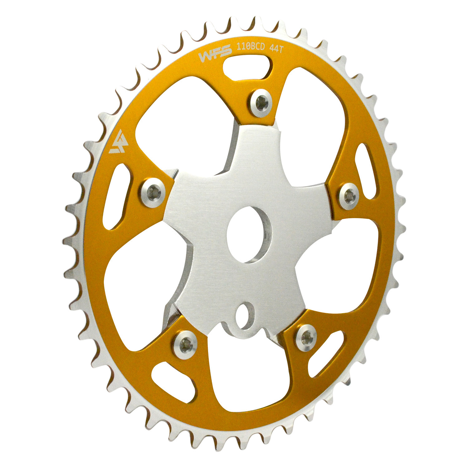 WFS Pulsar Chainring w/ Spider Sprocket 44T 1/8" 110mm Old School BMX ,Gold
