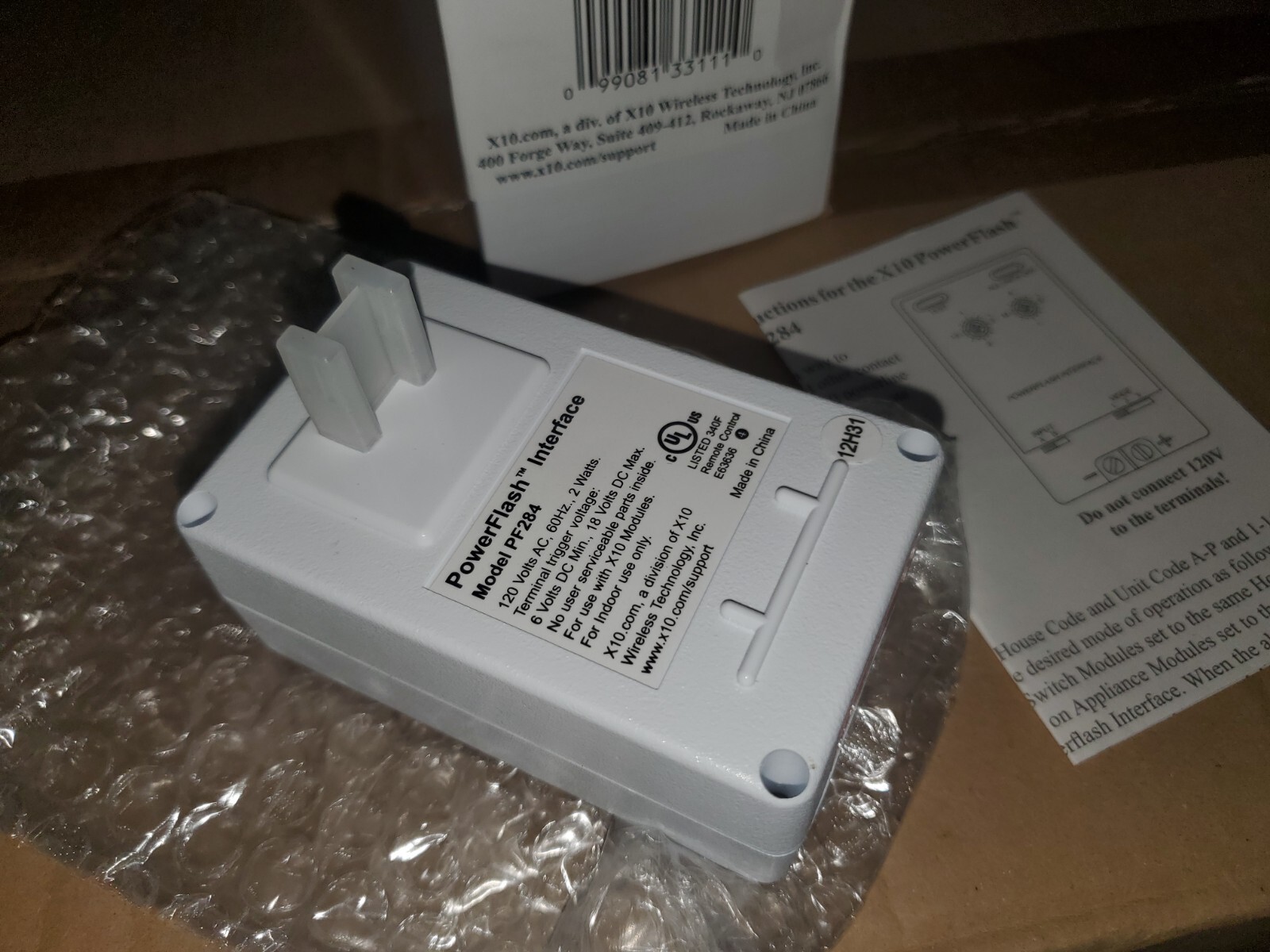 White X-10 Powerflash PF 284 Security Interface Module - Same As X10-Pro PSC01
