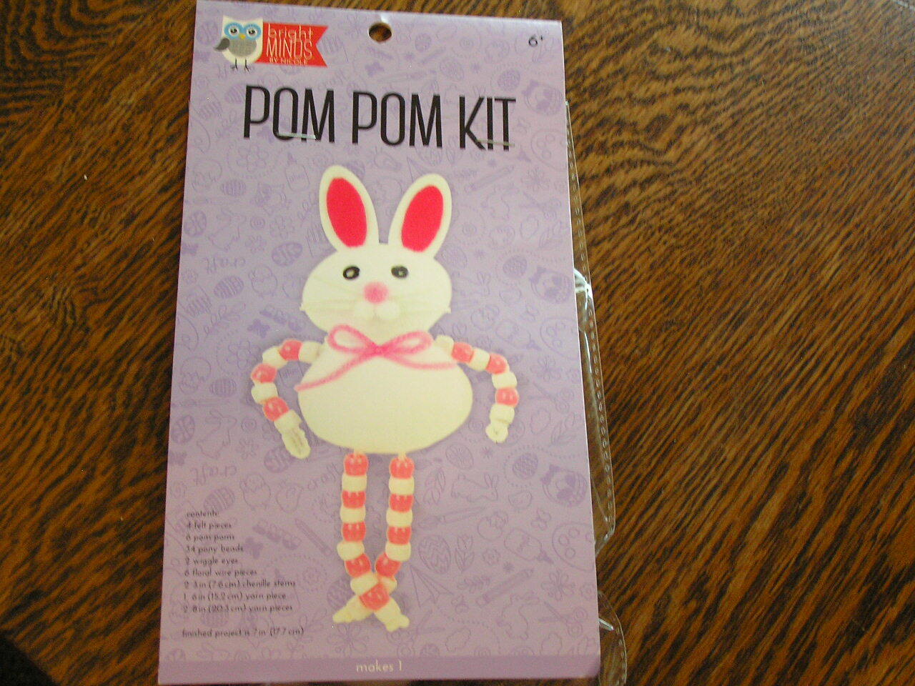 Bright Minds by Nicole Bunny 7" POM POM KIT Easter Arts & Crafts Ages 6+~~NIP!!