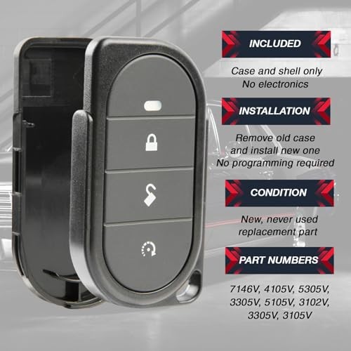 2X Keyless Entry Remote Car Key Fob 4-Button Replacement Shell Case for Two