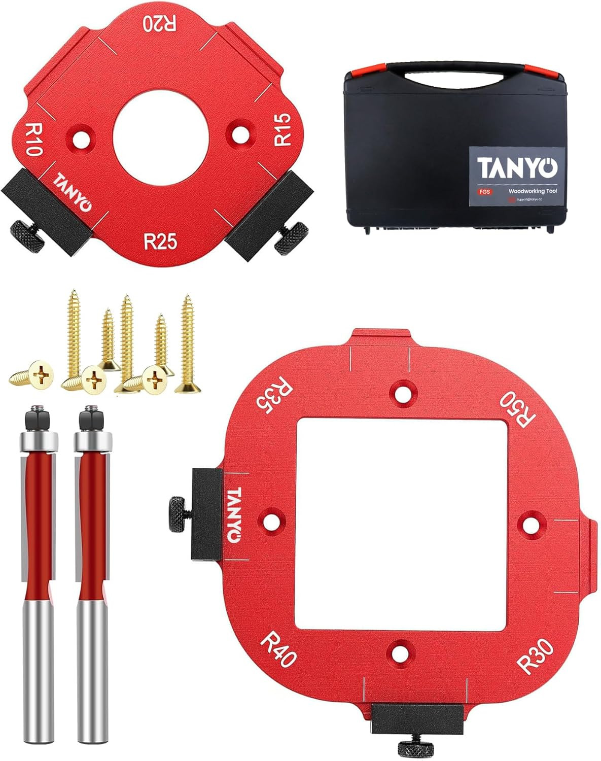 Router Corner Radius Template, Plastic Box Router Jig with 8 Radius, Aluminum Al