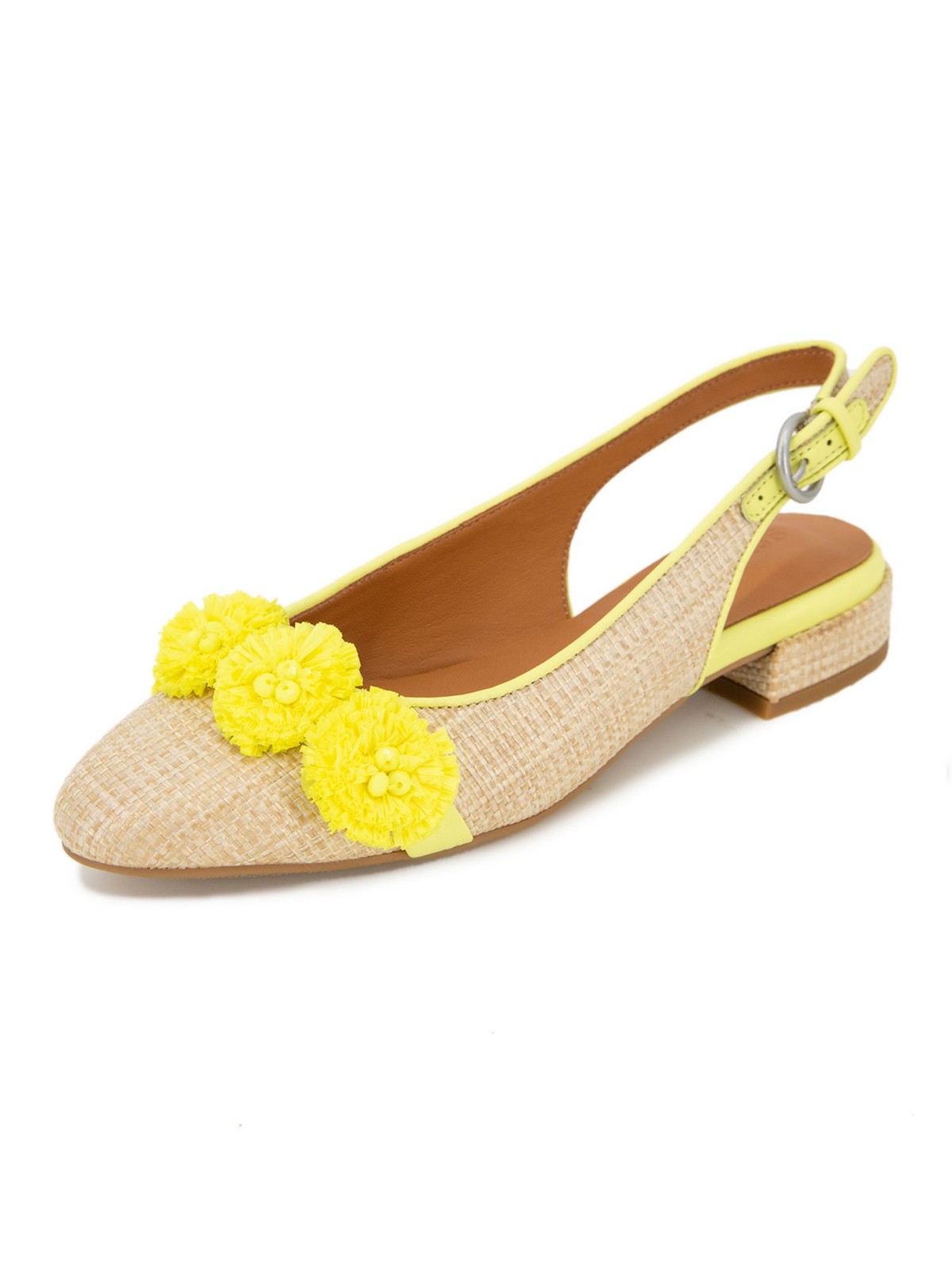 GENTLE SOULS KENNETH COLE Womens Beige 3-D Flower Anana Block Heel Slingback 8 M