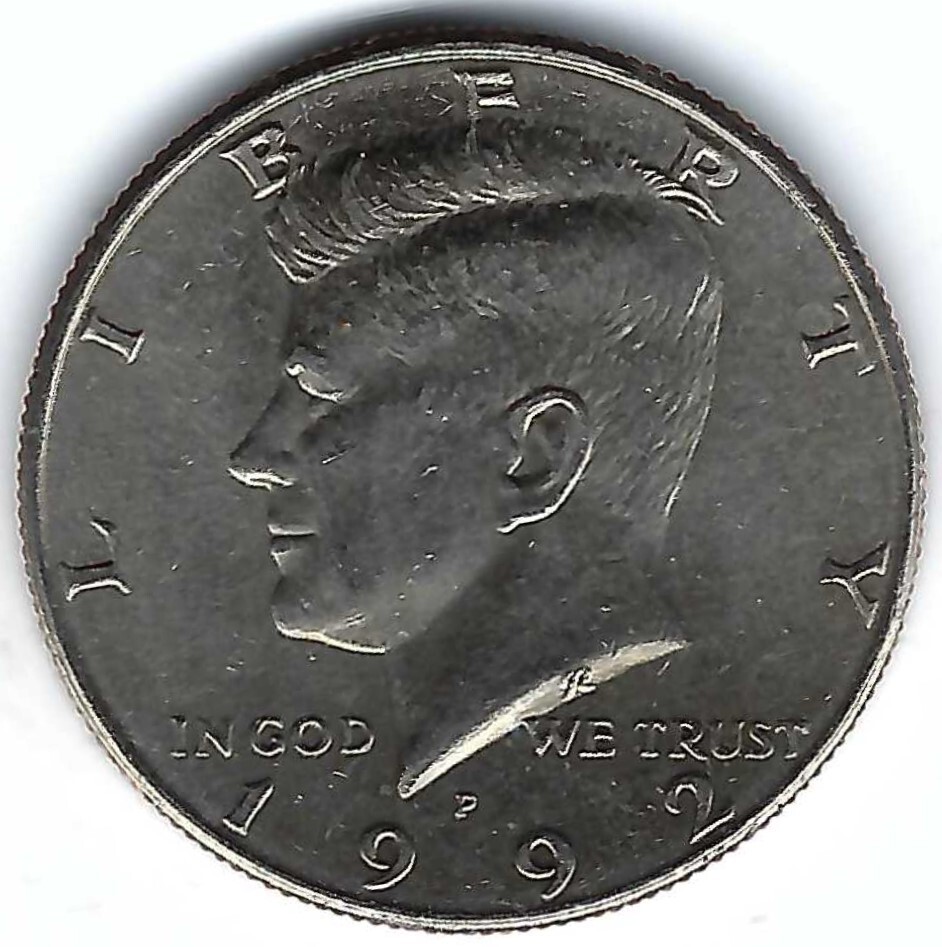 1992-P Philadelphia Circulated Copper-Nickel Clad Copper 50C Coin!