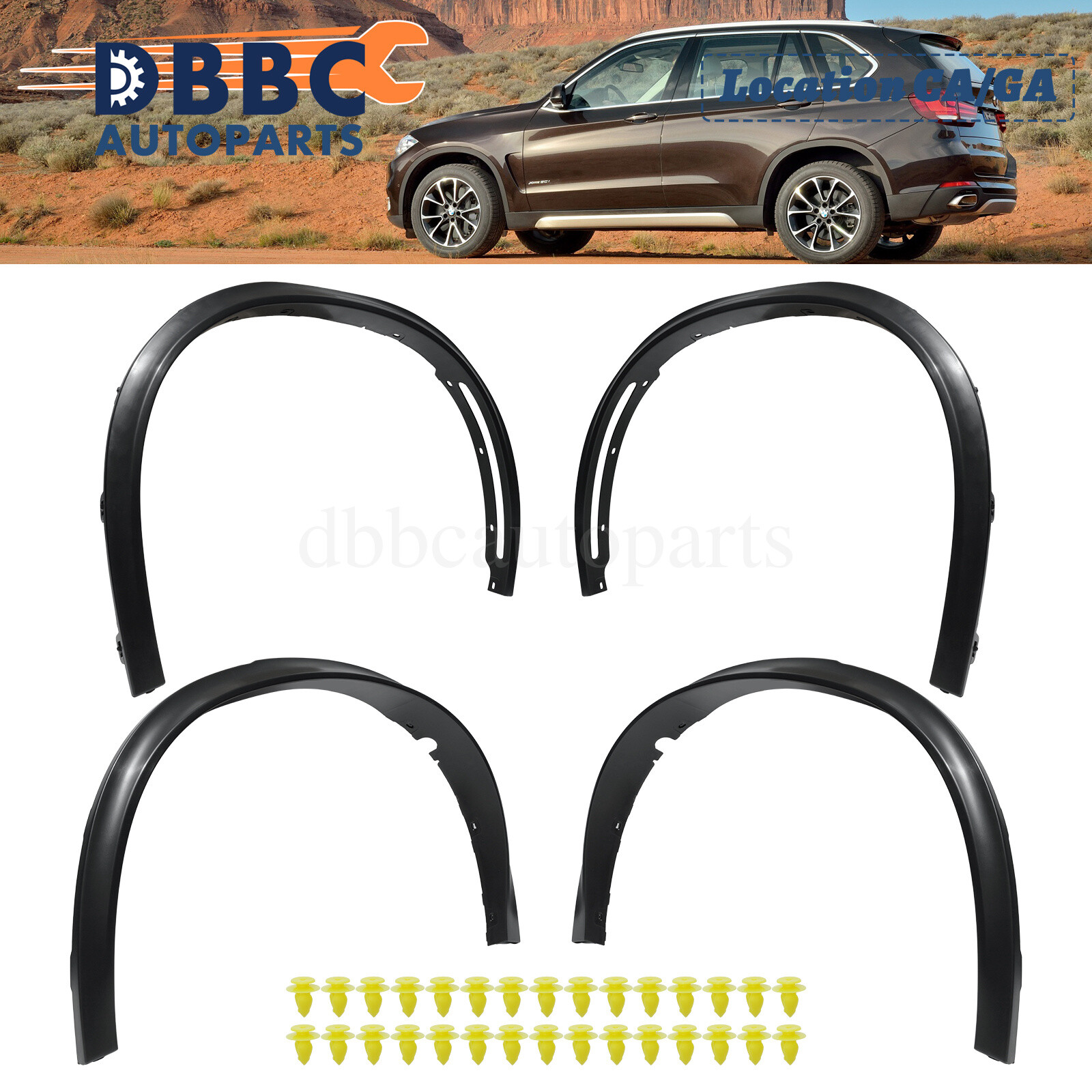 4PCS Fit For BMW X5 F15 14-18  Wheel Arch Wide Fender Flares Cover Trims Black