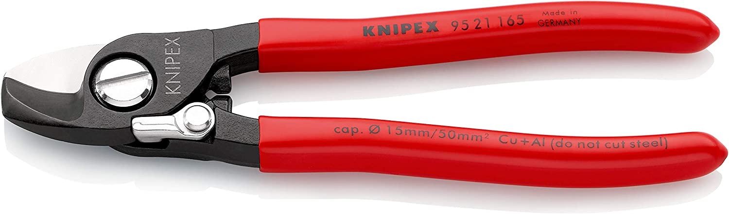 KNIPEX 95 21 165 Cable Shears 6,5" with opening spring