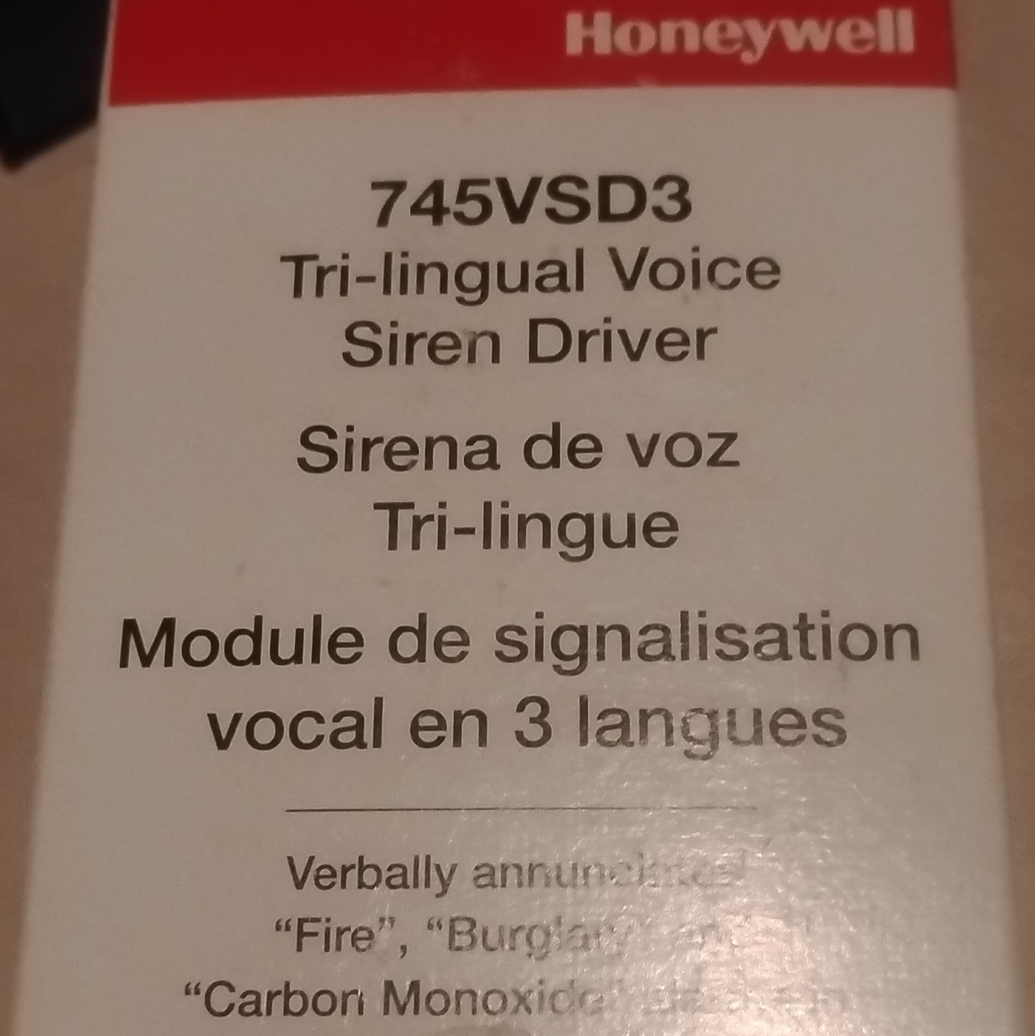 Honeywell 745VSD3 Siren Driver Module, Tri-Lingual Voice (EN/ES/FR)O9ó