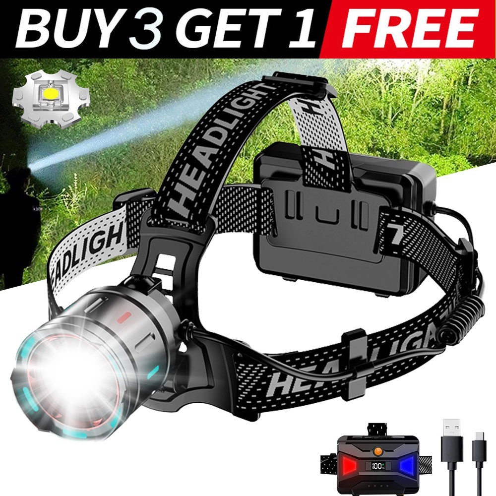 9900000LM LED Headlamp USB Rechargeable Super Bright Zoom Head Torch Headlight